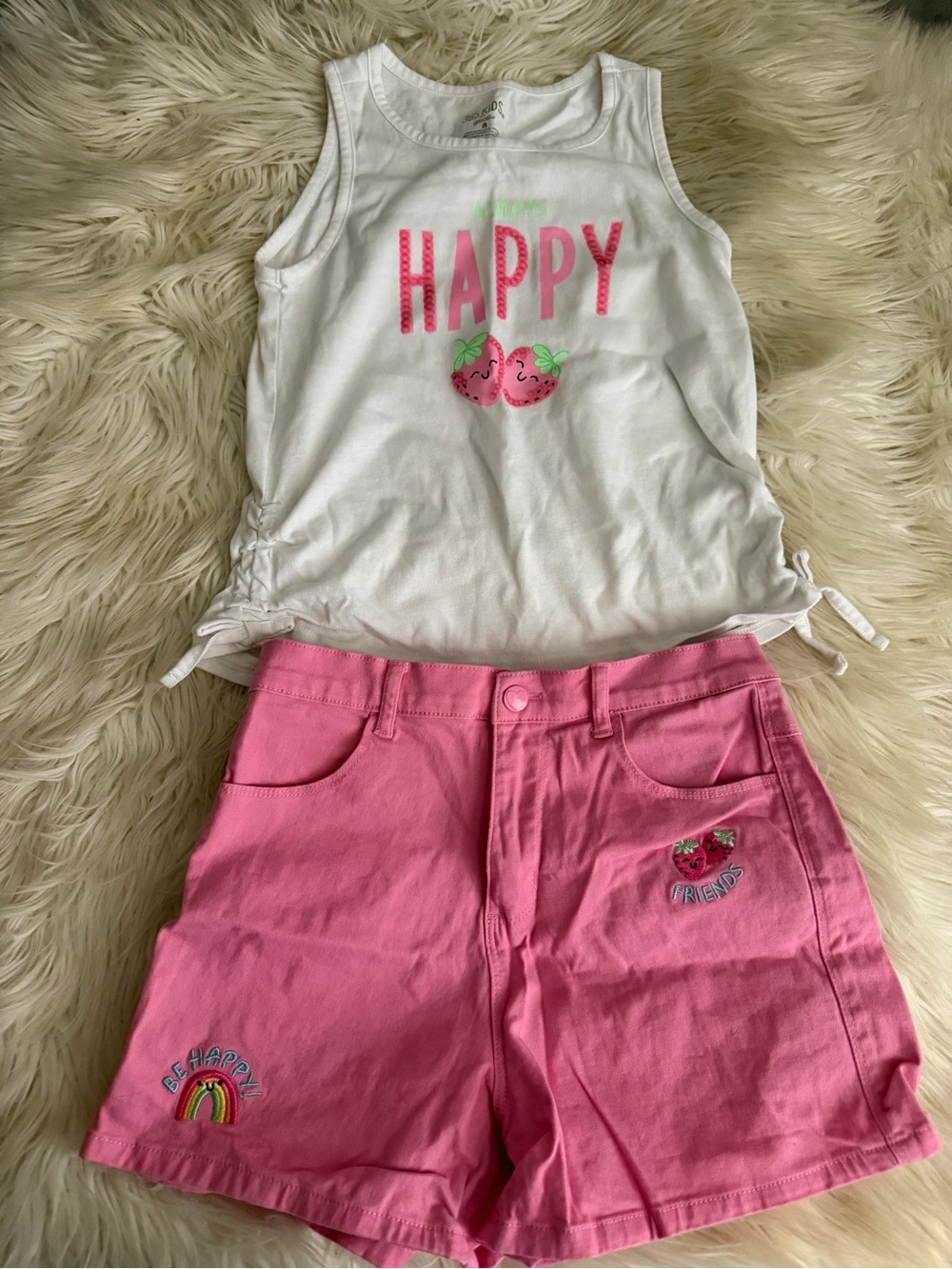 Girls Two Piece Strawberry Shorts Set